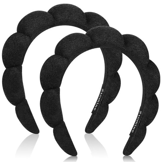Picture of Ztomine Spa Headbands for Washing Face or Facial, Set of 2 Skincare Headbands, Terry Cloth Headband Combo Pack - Puffy Makeup Headbands for Face Washing, Mask, Skin Treatment