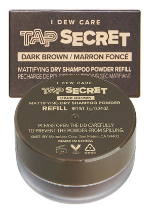 Picture of I DEW CARE Biotin Hair Root Touch Up Powder Dry Shampoo Refill - Tap Secret Dark Brown | Korean Black Ginseng, Non-aerosol, Benzene-free, Mattifying, Travel Size Dry Shampoo, Texture Powder, 0.24 oz.