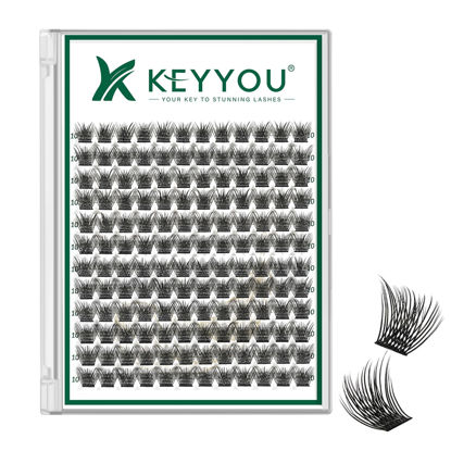 Picture of Lash Clusters 144pcs Individual Lashes D Curl 10mm Eyelash Clusters KEYYOU Air Touch Cluster Lashes Super Lightweight Soft Wispy Comfortable Easy DIY at Home(Air01-D-10mm)
