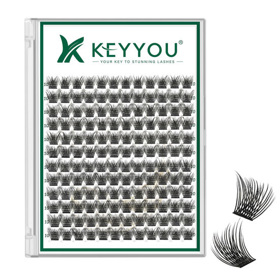Picture of Lash Clusters 144pcs Individual Lashes D Curl 10mm Eyelash Clusters KEYYOU Air Touch Cluster Lashes Super Lightweight Soft Wispy Comfortable Easy DIY at Home(Air01-D-10mm)