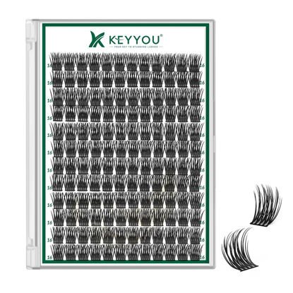 Picture of Lash Clusters 144pcs Individual Lashes D Curl 10mm Eyelash Clusters KEYYOU Air Touch Cluster Lashes Super Lightweight Soft Wispy Comfortable Easy DIY at Home(Air03-D-16mm)