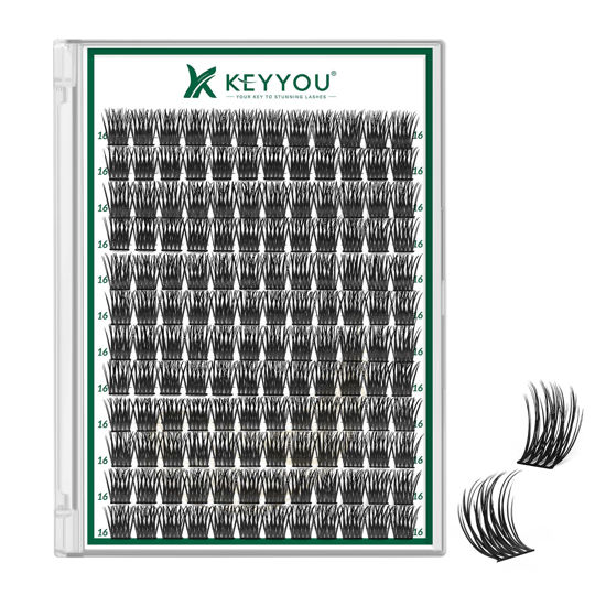 Picture of Lash Clusters 144pcs Individual Lashes D Curl 10mm Eyelash Clusters KEYYOU Air Touch Cluster Lashes Super Lightweight Soft Wispy Comfortable Easy DIY at Home(Air03-D-16mm)