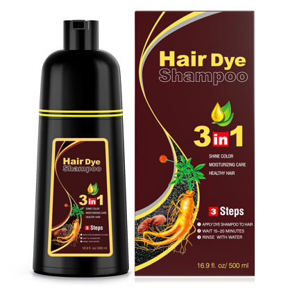 Picture of Dark Coffee Hair Dye Shampoo 3 in 1 Instant Color for Grey Coverage Seimi Permanent for Women/Men (Dark Coffee)
