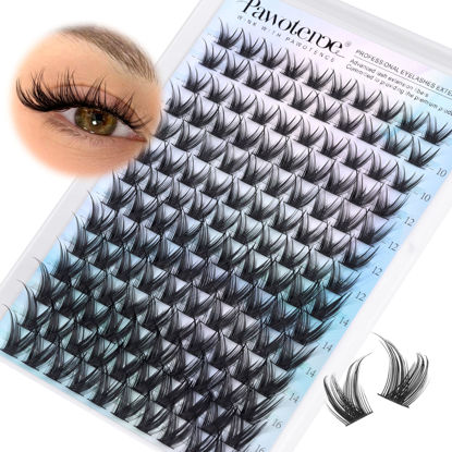 Picture of Pawotence Lash Clusters Wispy Eyelash Clusters 10-16mm Manga Individual Lashes Cluster Eyelash Extensions 168pcs Lash Extension DIY False Eyelashes Cluster Lashes with Soft Thin Band