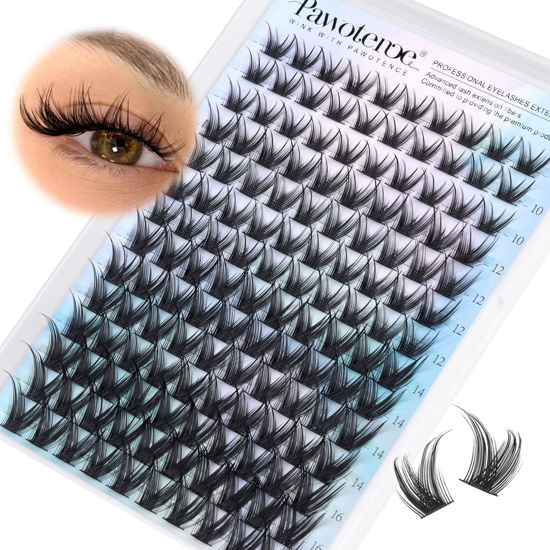 Picture of Pawotence Lash Clusters Wispy Eyelash Clusters 10-16mm Manga Individual Lashes Cluster Eyelash Extensions 168pcs Lash Extension DIY False Eyelashes Cluster Lashes with Soft Thin Band