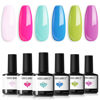 Picture of modelones Gel Nail Polish Set, 6 Colors Spring Pastel Mint Purple Light Pink Gel Polish Summer Rainbow Bright Neon Green Blue Hot Pink Nail Gel Polish Soak Off LED Nail Art Gel DIY Salon Gift
