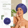 Picture of Shower Cap for Women, Reusable Large Waterproof Shower Bonnet Washable Elastic Band Bath Hair Hat for Long Hair, Braids(Dark Blue Purple)