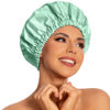 Picture of Reusable Shower Cap for Women, Large Waterproof Shower Bonnet Washable Elastic Band Bath Hair Hat for Long Hair, Braids(Green Bean)