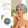 Picture of Reusable Shower Cap for Women, Large Waterproof Shower Bonnet Washable Elastic Band Bath Hair Hat for Long Hair, Braids(Dark Grey)