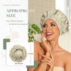 Picture of Reusable Shower Cap for Women, Large Waterproof Shower Bonnet Washable Elastic Band Bath Hair Hat for Long Hair, Braids(Gray Yellow)