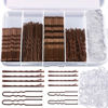 Picture of Teenitor 300pcs Bobby Pins Hair Pins Kit, 100 Hair Pins for Women 100 Bobby Pins Brown Hair and 100 Hair Bands, Hair Pins for Buns, U Shape Pins 2inch 2.36inch Bobby Pins for Women 2inch, 2.75inch