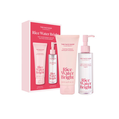 Picture of The Face Shop Rice Water Bright Double Cleansing Duo Set with Ceramide, Korean Skin Care, Gentle Face Wash & Pore Control Cleansing Oil, Hydrating, Moisturizing, Vegan Facial Cleanser, Makeup Remover