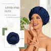 Picture of Reusable Shower Cap for Women, Large Waterproof Shower Bonnet Washable Elastic Band Bath Hair Hat for Long Hair, Braids(Navy)