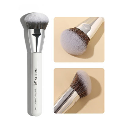 Picture of ALBEAUT 201 Angled Foundation Brush for Flawless Makeup Application Professional Liquid, Cream Powder Foundation Brush with Dense Bristles - Contoured for Precise Blending and Buffing
