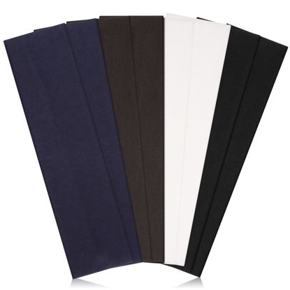 Picture of Headbands for Women Non Slip - Stylish Sports Hair Bands for Women's Hair - Soft Cotton Cloth Stretchy Headbands for Women for Yoga, Outdoor Exercise Running - 8 Pack