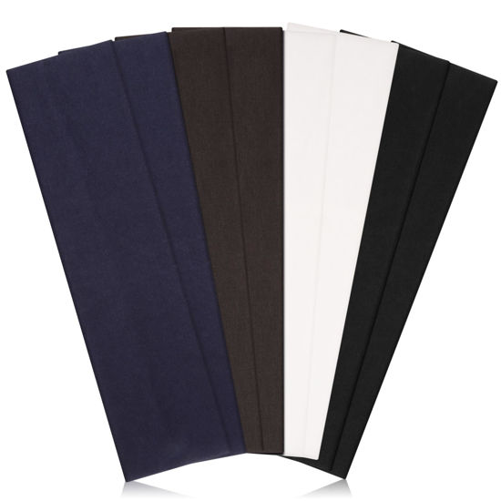 Picture of Headbands for Women Non Slip - Stylish Sports Hair Bands for Women's Hair - Soft Cotton Cloth Stretchy Headbands for Women for Yoga, Outdoor Exercise Running - 8 Pack