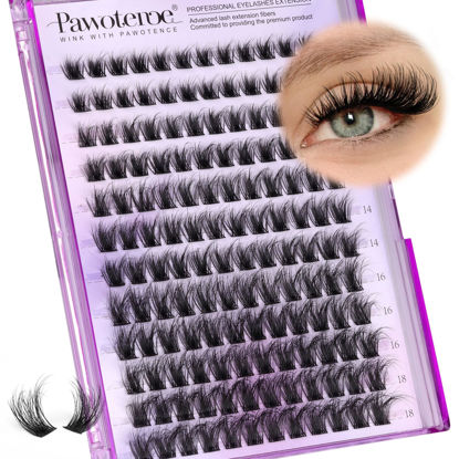 Picture of Pawotence Lash Clusters Wispy Eyelash Clusters 144pcs Individual Lashes 10-18mm Lash Extension DIY False Eyelashes Full Soft Cluster Eyelash Extensions