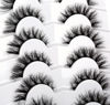 Picture of Pooplunch False Eyelashes Pre-Permed Curl Cat Eye Look Wispy Fluffy Natural Fake Eyelashes 8D Volume Faux Mink Lashs 7 Pairs Pack