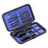 Picture of Glamne Manicure Set Nail Clippers Kit Professional Stainless Steel Nail Care Tools with Leather Travel Case 10 in 1 Blue