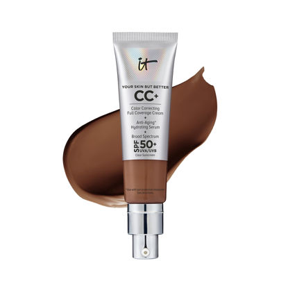 Picture of IT Cosmetics Your Skin But Better CC+ Cream, Deep Honey - Color Correcting Cream, Full-Coverage Foundation, Hydrating Serum & SPF 50+ Sunscreen - Natural Finish - 1.08 fl oz
