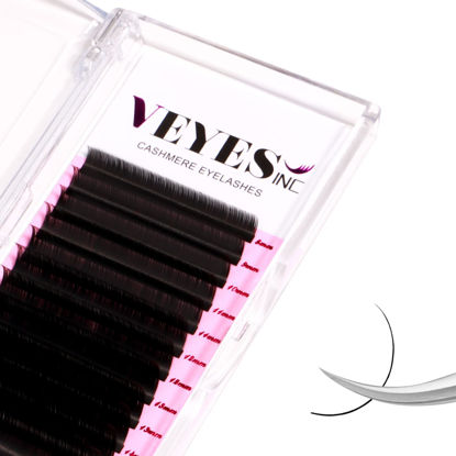 Picture of VEYES INC Cashmere Volume Lash Extensions C CC D DD LD L B J M Curl 0.03-0.20 thickness 5-25mm, Super Matte Black Individual Eyelashes Tray, Professional Supplies for Lash Techs (0.03 B 5-7mm Bottom)