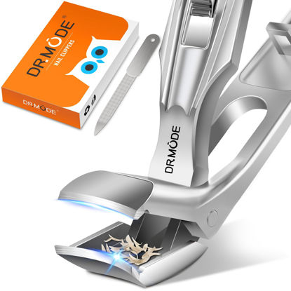 Picture of Toenail Clippers for Seniors Thick Toenails, Upgrade Angled Head Large Toe Nail Clippers for Men with Wide Jaw Opening, Sharp Heavy Duty Fingernail Clipper Cutter with Catcher Long Handle - Silver