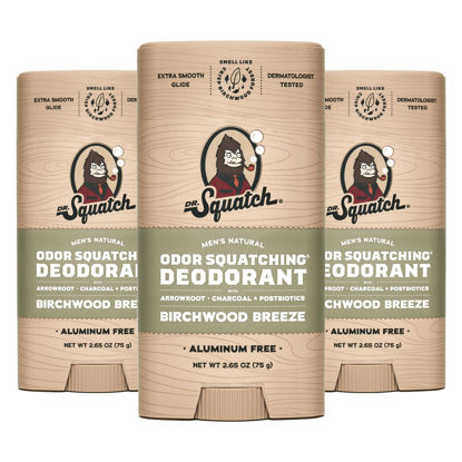 Picture of Dr. Squatch Natural Deodorant for Men 3 Pack Birchwood Breeze - Odor-Squatching Men's Deodorant Aluminum Free (2.65 oz, 3 Pack)