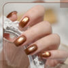 Picture of GAOY Jelly Brown Cat Eye Gel Nail Polish, 16ml Glitter Holographic Nail Polish with Magnet, Reflective Translucent UV Gel, 2956 Glowing Amber