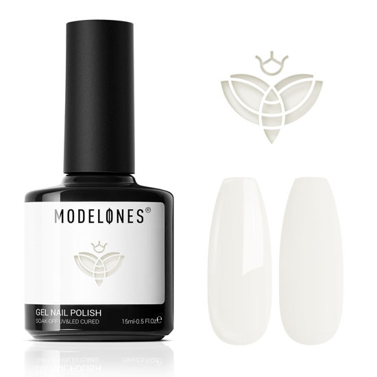 Picture of Modelones Whilte Gel Nail Polish, 15 ML Off-White Color Gel Polish Spring Nail Gel Polish Soak Off Led Nail Art Gel Franch Manicure Salon DIY Gifts for Women
