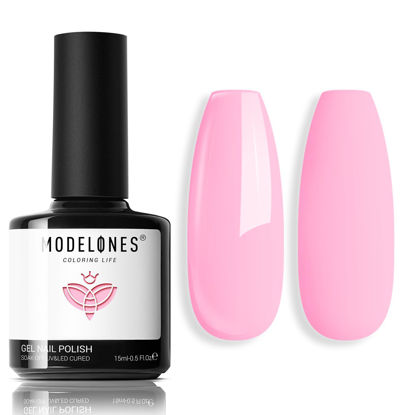 Picture of modelones Pink Gel Nail Polish, 15 ML Light Pink Color Gel Polish Baby Pink Spring Nail Gel Polish Soak Off Led Nail Art Gel Manicure Salon DIY Gifts