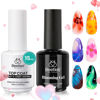 Picture of Beetles Nail Blooming Gel and Top Coat No Wipe Gel Nail Polish Set 2 Pcs 15ml Upgrade Super Shiny for Spreading Effect Marble Natural Stone Watercolor Floral Print Soak Uv Lamp off Nail Gel