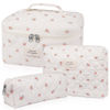 Picture of Makeup Bag Set, Quilted Makeup Bag, Large Floral Cosmetic Bag for Women, Cute Cotton Makeup Bags, Flower Travel Toiletry Organizer Bag(Plaid Floer)