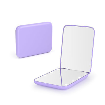 Picture of Kintion Pocket Mirror, 1X/3X Magnification LED Compact Travel Makeup Mirror with Light for Purse, 2-Sided, Portable, Folding, Handheld, Small Lighted Mirror for Gift, Purple