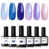 Picture of Modelones Gel Nail Polish Set 6 Colors Blue Pink Purple Glitter Gel Nail Polish Chameleon White Sparkle Shimmer Reflective Glitter Gel Polish Soak Off UV Spring Nail Art DIY Salon Gifts For Women Girl