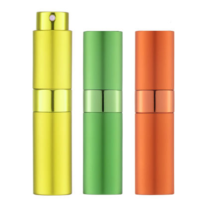Picture of Lisapack 8ML Atomizer Perfume Spray Bottle for Travel (3 PCS) Empty Cologne Dispenser, Portable Sprayer (Yellow, Green, Orange)