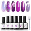 Picture of Modelones Gel Nail Polish Set 6 Colors Purple Silver Cat Eye Gel Nail Polish Glitter Purple Chameleon Sparkle Silver Shade Shimmer Magnet Gel Polish Soak Off Led Nail Art DIY Salon Gift For Women Girl