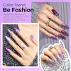 Picture of Modelones Gel Nail Polish Set 6 Colors Purple Silver Cat Eye Gel Nail Polish Glitter Purple Chameleon Sparkle Silver Shade Shimmer Magnet Gel Polish Soak Off Led Nail Art DIY Salon Gift For Women Girl