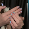 Picture of GAOY Cat Eye Gel Nail Polish, 16ml Blue Glitter Gel Polish with Nude Base, Reflective Holographic Translucent UV Gel with Magnet, 2408 Mermaid Tears