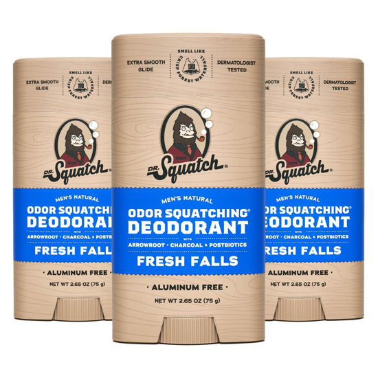 Picture of Dr. Squatch Natural Deodorant for Men 3 Pack Fresh Falls - Odor-Squatching Men's Deodorant Aluminum Free (2.65 oz, 3 Pack)