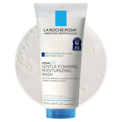 Picture of La Roche Posay Lipikar AP+ Gentle Foaming Moisturizing Wash, Shea Butter + Niacinamide + Glycerin, Moisturizing Body Wash & Face Wash For Dry Skin, National Eczema Association Accepted, Soap Free