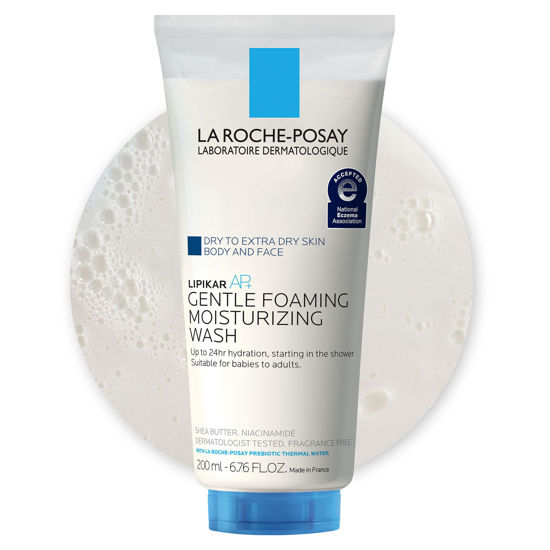 Picture of La Roche Posay Lipikar AP+ Gentle Foaming Moisturizing Wash, Shea Butter + Niacinamide + Glycerin, Moisturizing Body Wash & Face Wash For Dry Skin, National Eczema Association Accepted, Soap Free