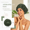 Picture of Reusable Shower Cap for Women, Large Waterproof Shower Bonnet Washable Elastic Band Bath Hair Hat for Long Hair, Braids(Black&Green)