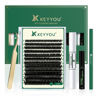 Picture of DIY Lash Extension Kit 144pcs 8-18MIX Lash Clusters with Super Hold Mascara Brush Bond and Seal Lash Remover Lash Applicators Lash Brush and Cleaning Pad for KEYYOU DIY Lash Kit (Y10 Kit)