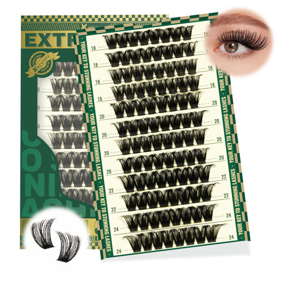 Picture of Lash Clusters 96pcs Eyelash Clusters D Curl 18-24MIX Cluster Lashes KEYYOU Volume Wispy Lash Extension Soft&Comfortable Easy DIY at Home(Y02,D-18-24MIX)