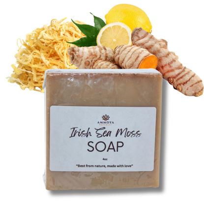 Picture of Sea Moss and Turmeric Soap Dr. Sebi, Face and Body Eczema Soap, Natural Skin Brightening Soap (2 Pack)