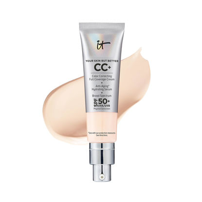 Picture of IT Cosmetics Your Skin But Better CC+ Cream, Fair Beige - Color Correcting Cream, Full-Coverage Foundation, Hydrating Serum & SPF 50+ Sunscreen - Natural Finish - 1.08 fl oz