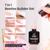 Picture of Beetles Builder Gel, Building Nail Gel 7-in-One Nude Pink Glitter Builder Strengthener Gel, Pale Pink Sparkle Sheer Base Gel for Nails Hard Jelly Gel for Nails Builder Extension for Nails Art Design