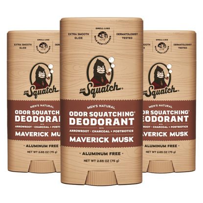 Picture of Dr. Squatch Natural Deodorant for Men 3 Pack Maverick Musk - Odor-Squatching Men's Deodorant Aluminum Free (2.65 oz, 3 Pack)