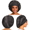 Picture of 3 Pack Satin Bonnet Silk Bonnet for Sleeping, Sleep Bonnets for Women Hair Bonnet for Sleeping Large Sleep Cap, Wide Soft Band Bonnet for Curly Hair