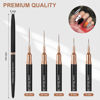 Picture of Artdone Metallic Nail Art Pens, Liner Brushes Set, 5PCS Black Color Nail Tools For Long Lines, Thin Details, Fine Drawing, Liner Brush UV Gel Polish Painting Nail Design Sizes 5/8/12/20/25mm